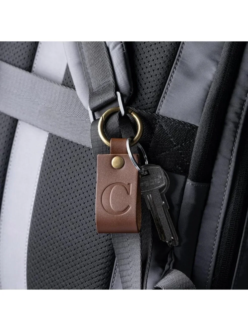 Personalized Full Grain Leather Keychain, Custom Initials, Brown Gift for